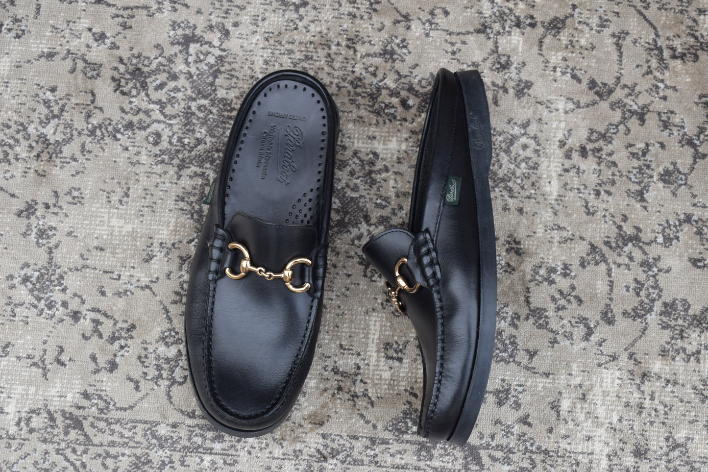 【極美品】Paraboot パラブーツ BAHAMAS MORS バハマ モールス ビットローファー スリッパ 黒 ブラック UK6.5 / 25cm【W3401】