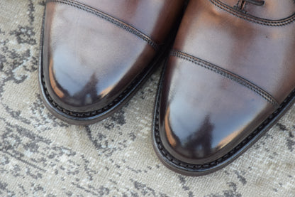 【極美品】Berwick バーウィック 5224 SIVI ストレート 内羽根 アンティーク調 茶 ダークブラウンUK6 / 25.5cm【W3386】