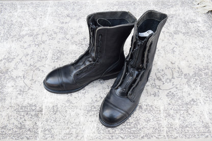 [Made in 1991] US ARMY / MILITLY Military Front Zip Boots, Straight, Wingtip, Steel Toe, Black, US Size 6.5 / Equivalent to 25cm [W3430]
