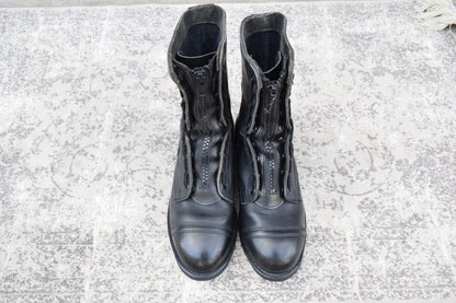 [Made in 1991] US ARMY / MILITLY Military Front Zip Boots, Straight, Wingtip, Steel Toe, Black, US Size 6.5 / Equivalent to 25cm [W3430]
