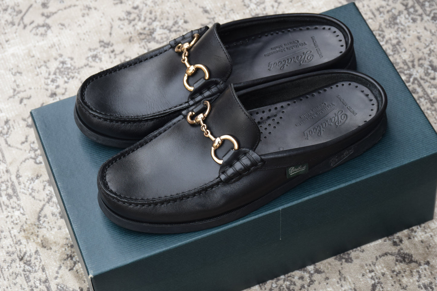 【極美品】Paraboot パラブーツ BAHAMAS MORS バハマ モールス ビットローファー スリッパ 黒 ブラック UK6.5 / 25cm【W3401】