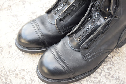 [Made in 1991] US ARMY / MILITLY Military Front Zip Boots, Straight, Wingtip, Steel Toe, Black, US Size 6.5 / Equivalent to 25cm [W3430]
