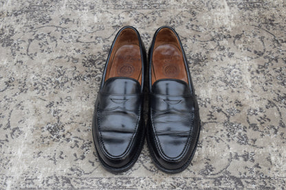 【リフト交換済み】JOSEPH CHEANEY&SONS ジョセフチーニーアンドサンズ HUDSON ハドソン コインローファー ハーフサドル 黒 ブラック UK6 / 24.5〜25.0cm【W3402】