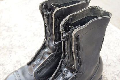 [Made in 1991] US ARMY / MILITLY Military Front Zip Boots, Straight, Wingtip, Steel Toe, Black, US Size 6.5 / Equivalent to 25cm [W3430]