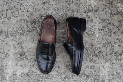 【リフト交換済み】JOSEPH CHEANEY&SONS ジョセフチーニーアンドサンズ HUDSON ハドソン コインローファー ハーフサドル 黒 ブラック UK6 / 24.5〜25.0cm【W3402】