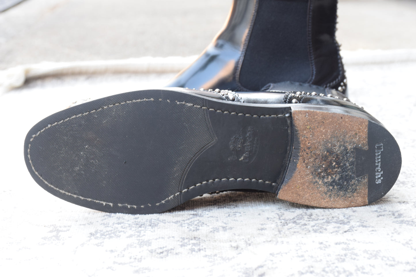 【良品】Church’s チャーチ KETSBY MET ケッツビーメット サイドゴア スタッズ チェルシーブーツ 黒 ブラック EU37 / 23.5〜24cm【W3388】