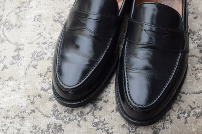 【リフト交換済み】JOSEPH CHEANEY&SONS ジョセフチーニーアンドサンズ HUDSON ハドソン コインローファー ハーフサドル 黒 ブラック UK6 / 24.5〜25.0cm【W3402】