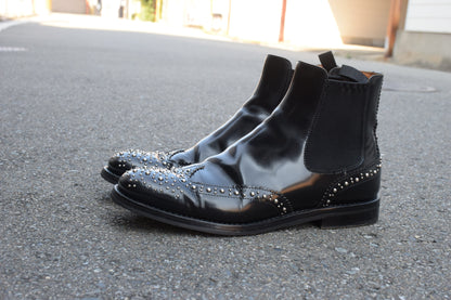 【良品】Church’s チャーチ KETSBY MET ケッツビーメット サイドゴア スタッズ チェルシーブーツ 黒 ブラック EU37 / 23.5〜24cm【W3388】