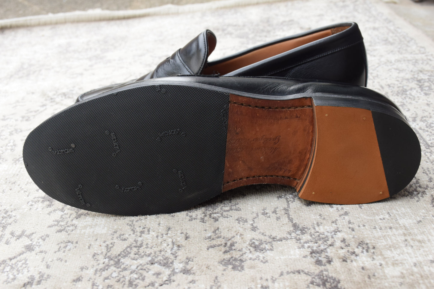 【リフト交換済み】JOSEPH CHEANEY&SONS ジョセフチーニーアンドサンズ HUDSON ハドソン コインローファー ハーフサドル 黒 ブラック UK6 / 24.5〜25.0cm【W3402】