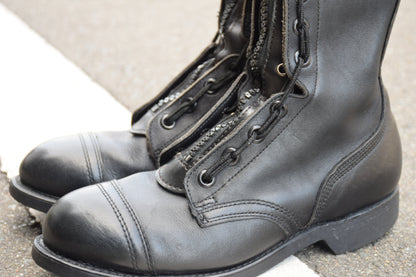 [Made in 1991] US ARMY / MILITLY Military Front Zip Boots, Straight, Wingtip, Steel Toe, Black, US Size 6.5 / Equivalent to 25cm [W3430]