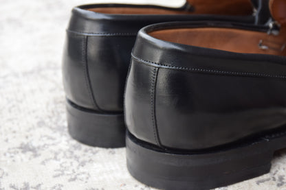 【リフト交換済み】JOSEPH CHEANEY&SONS ジョセフチーニーアンドサンズ HUDSON ハドソン コインローファー ハーフサドル 黒 ブラック UK6 / 24.5〜25.0cm【W3402】