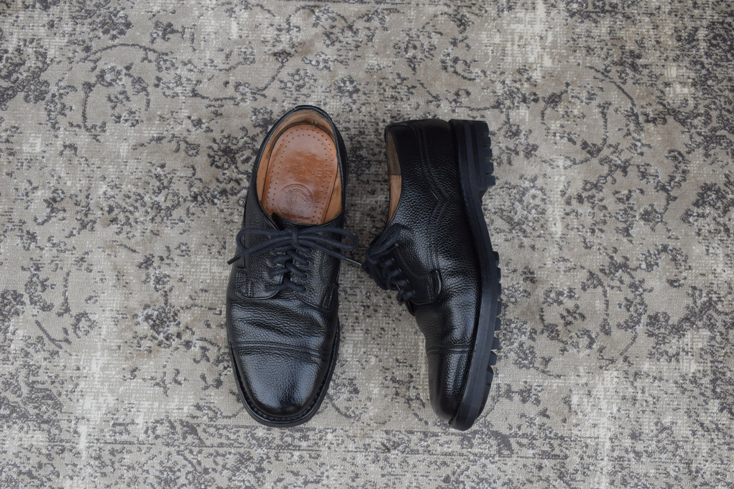 【リフト交換済み】JOSEPH CHEANEY&SONS ジョセフチーニーアンドサンズ KENGON ⅡR ケンゴン 2R ストレート 外羽根 グレインレザー 黒 ブラック UK6.5 / 25.5cm【W3403】