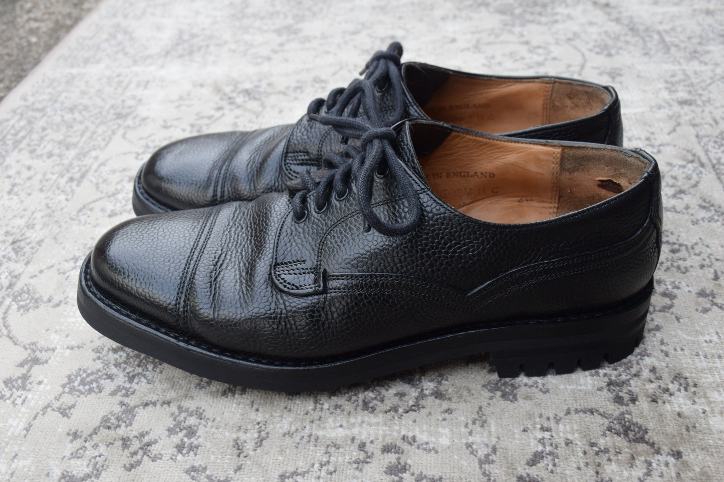 【リフト交換済み】JOSEPH CHEANEY&SONS ジョセフチーニーアンドサンズ KENGON ⅡR ケンゴン 2R ストレート 外羽根 グレインレザー 黒 ブラック UK6.5 / 25.5cm【W3403】