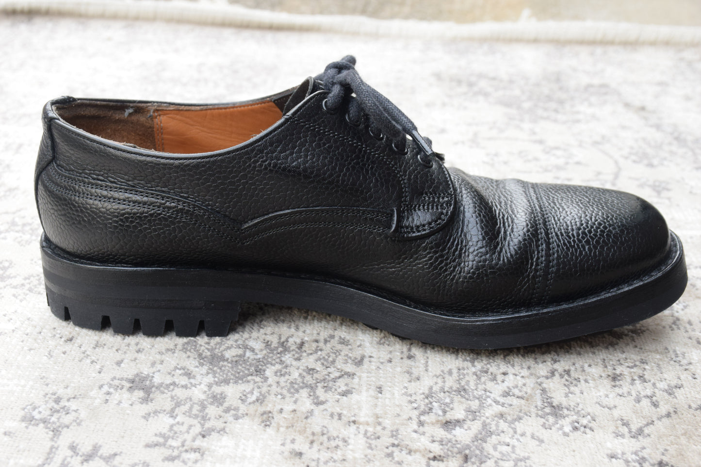 【リフト交換済み】JOSEPH CHEANEY&SONS ジョセフチーニーアンドサンズ KENGON ⅡR ケンゴン 2R ストレート 外羽根 グレインレザー 黒 ブラック UK6.5 / 25.5cm【W3403】