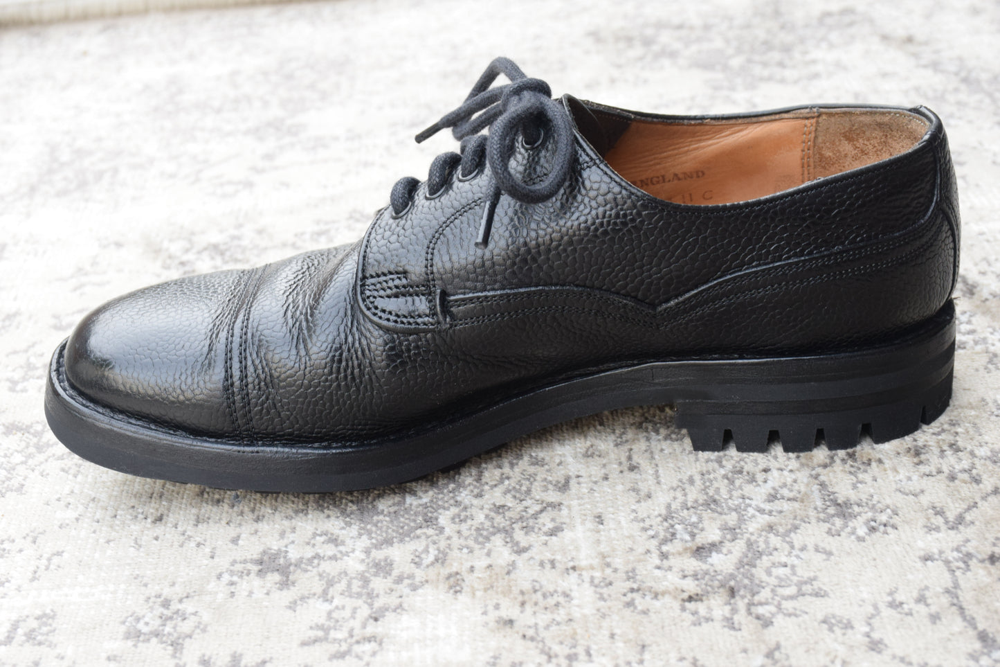 【リフト交換済み】JOSEPH CHEANEY&SONS ジョセフチーニーアンドサンズ KENGON ⅡR ケンゴン 2R ストレート 外羽根 グレインレザー 黒 ブラック UK6.5 / 25.5cm【W3403】