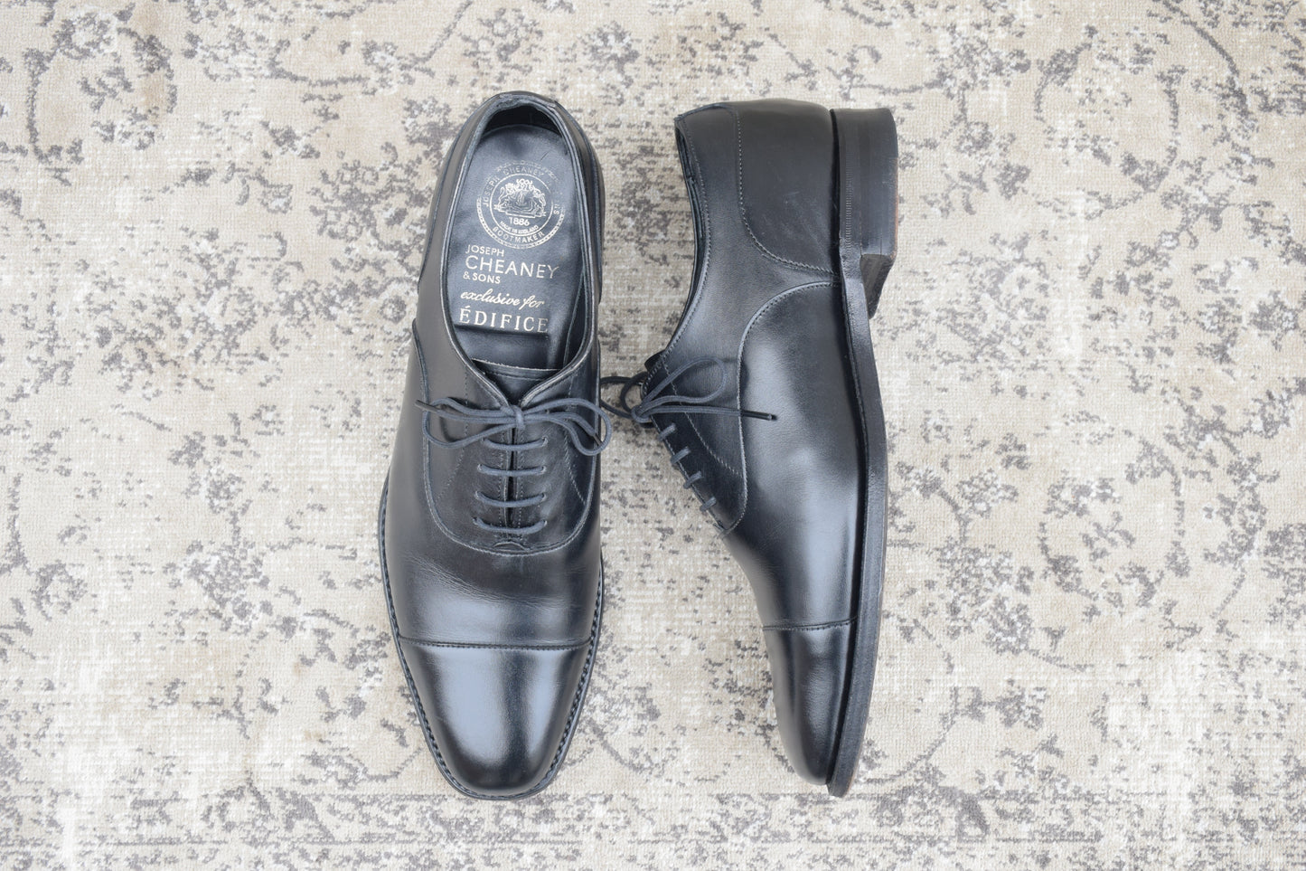 Excellent condition. Joseph Cheaney &amp; Sons 13326 EDIFICE exclusive straight-leg boots with inner wing, black, UK7 / 25.5cm [W3432]