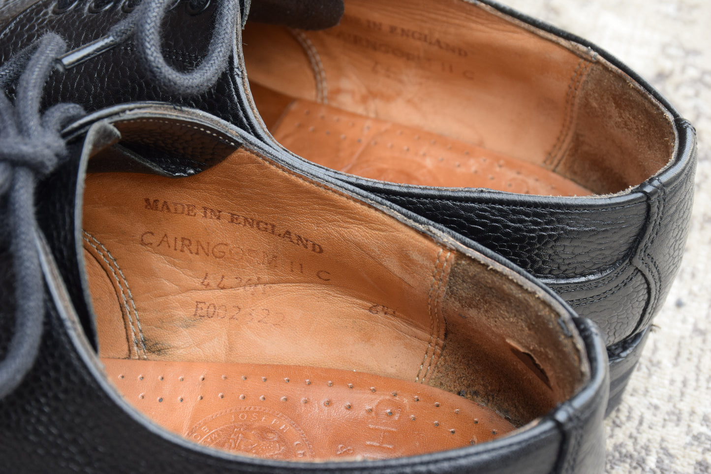 【リフト交換済み】JOSEPH CHEANEY&SONS ジョセフチーニーアンドサンズ KENGON ⅡR ケンゴン 2R ストレート 外羽根 グレインレザー 黒 ブラック UK6.5 / 25.5cm【W3403】