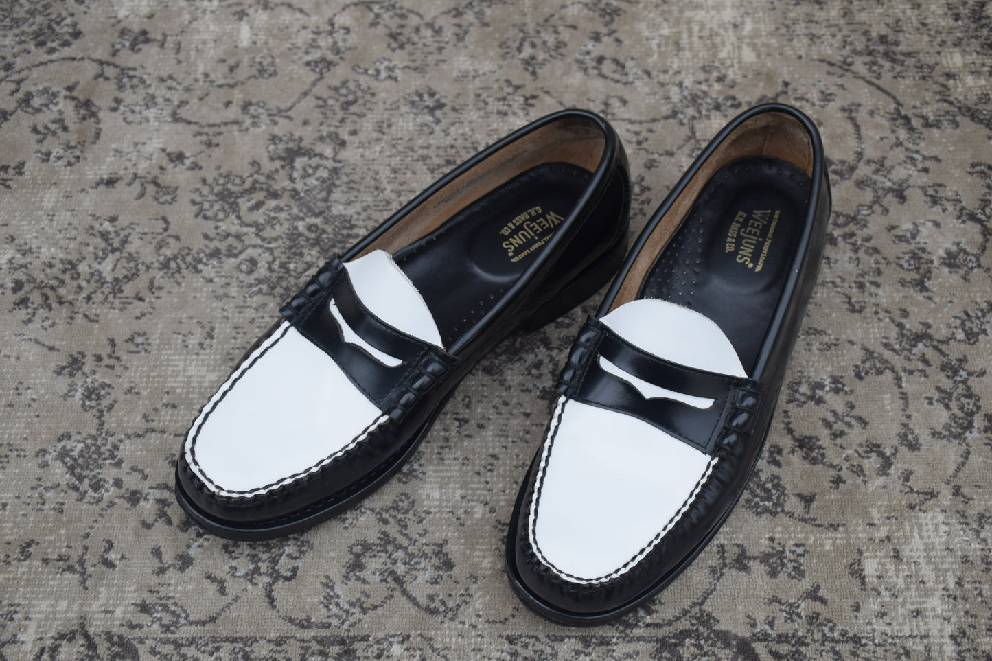 [Excellent Condition] GHBASS 11010H LARSON Penny Loafers, Beef Roll, Two-Tone, Black and White, UK8 / US9 / EU42, Size 27cm [W3436]