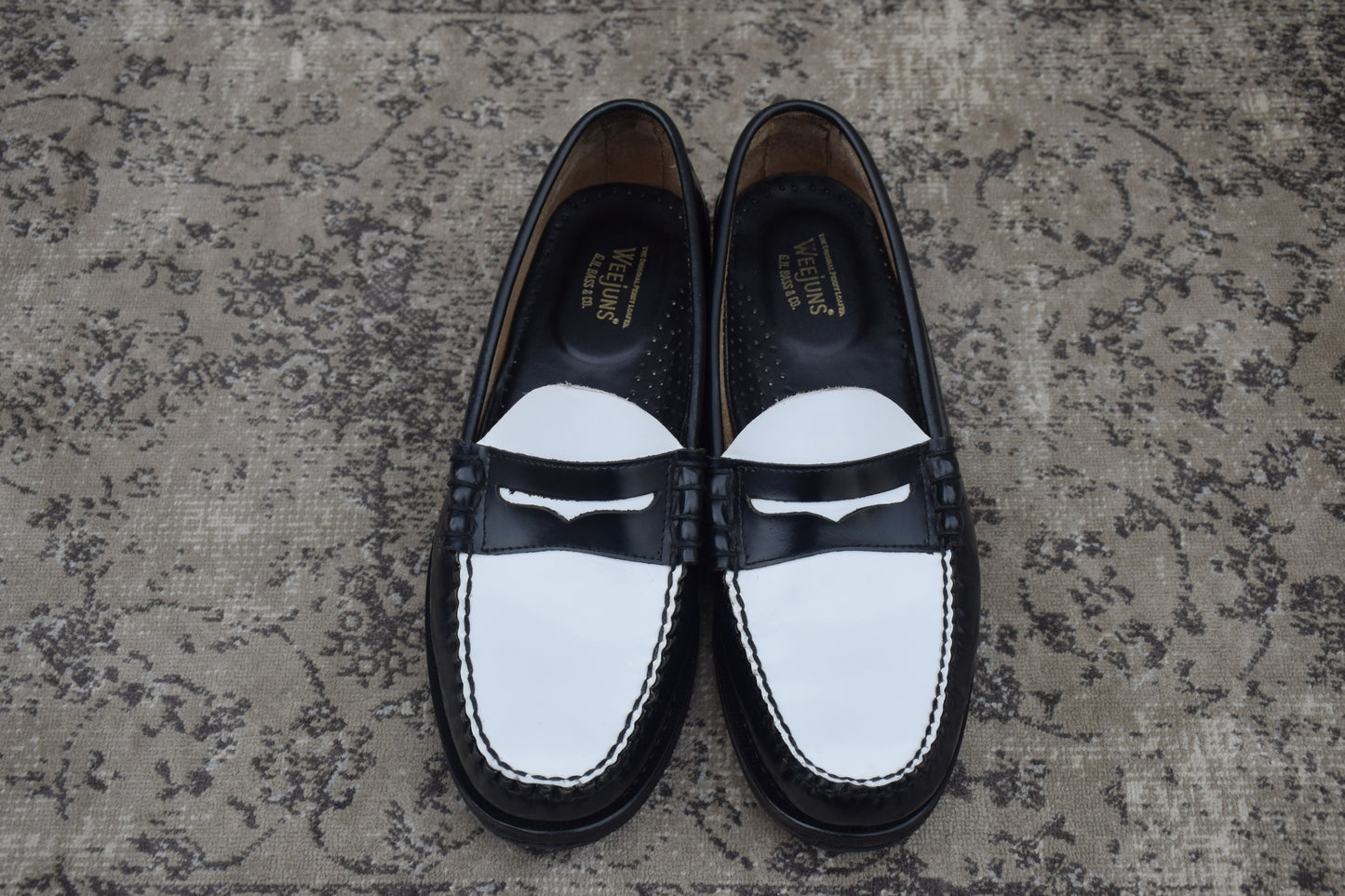 [Excellent Condition] GHBASS 11010H LARSON Penny Loafers, Beef Roll, Two-Tone, Black and White, UK8 / US9 / EU42, Size 27cm [W3436]