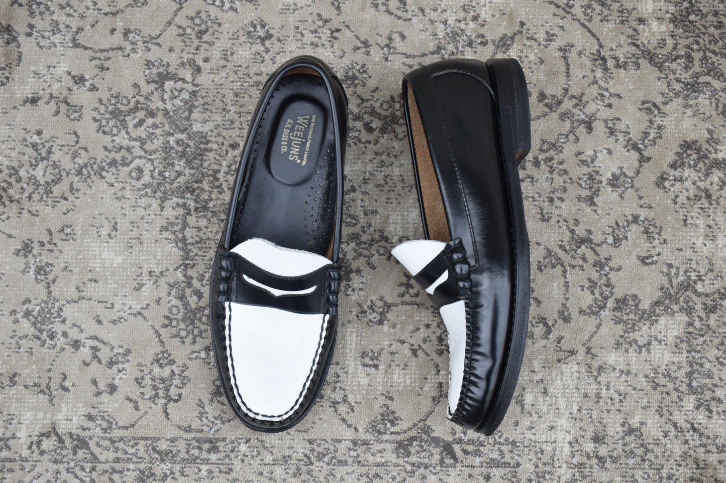 [Excellent Condition] GHBASS 11010H LARSON Penny Loafers, Beef Roll, Two-Tone, Black and White, UK8 / US9 / EU42, Size 27cm [W3436]