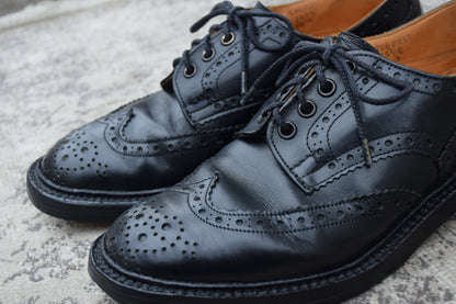 Tricker's SHIPS Exclusive BURTON Wing Full-Brogue Boots, Black, UK 6.5 / 25cm (W3442) [Lift Replacement]