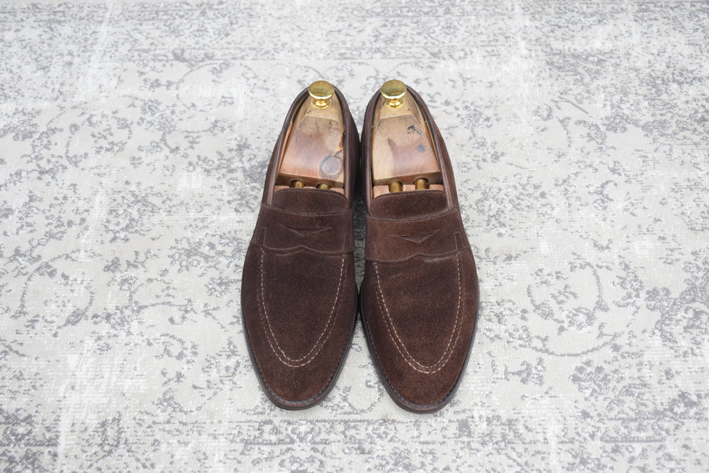Crockett&Jones クロケット＆ジョーンズ SYDNEY シドニー コインローファー スエード 茶 ブラウン UK7 / 25.5cm【Ｗ3568】
