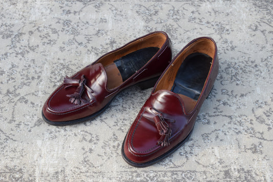 【良品】CHURCH’S チャーチ KEATS キーツ タッセルローファー レザーソール 旧チャーチ 3都市 赤茶 バーガンディ UK6 / 24.5cm【W3404】