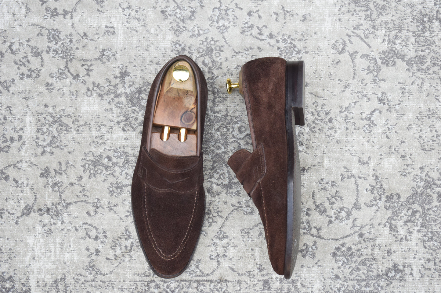 Crockett&Jones クロケット＆ジョーンズ SYDNEY シドニー コインローファー スエード 茶 ブラウン UK7 / 25.5cm【Ｗ3568】