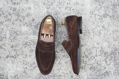 Crockett&Jones クロケット＆ジョーンズ SYDNEY シドニー コインローファー スエード 茶 ブラウン UK7 / 25.5cm【Ｗ3568】
