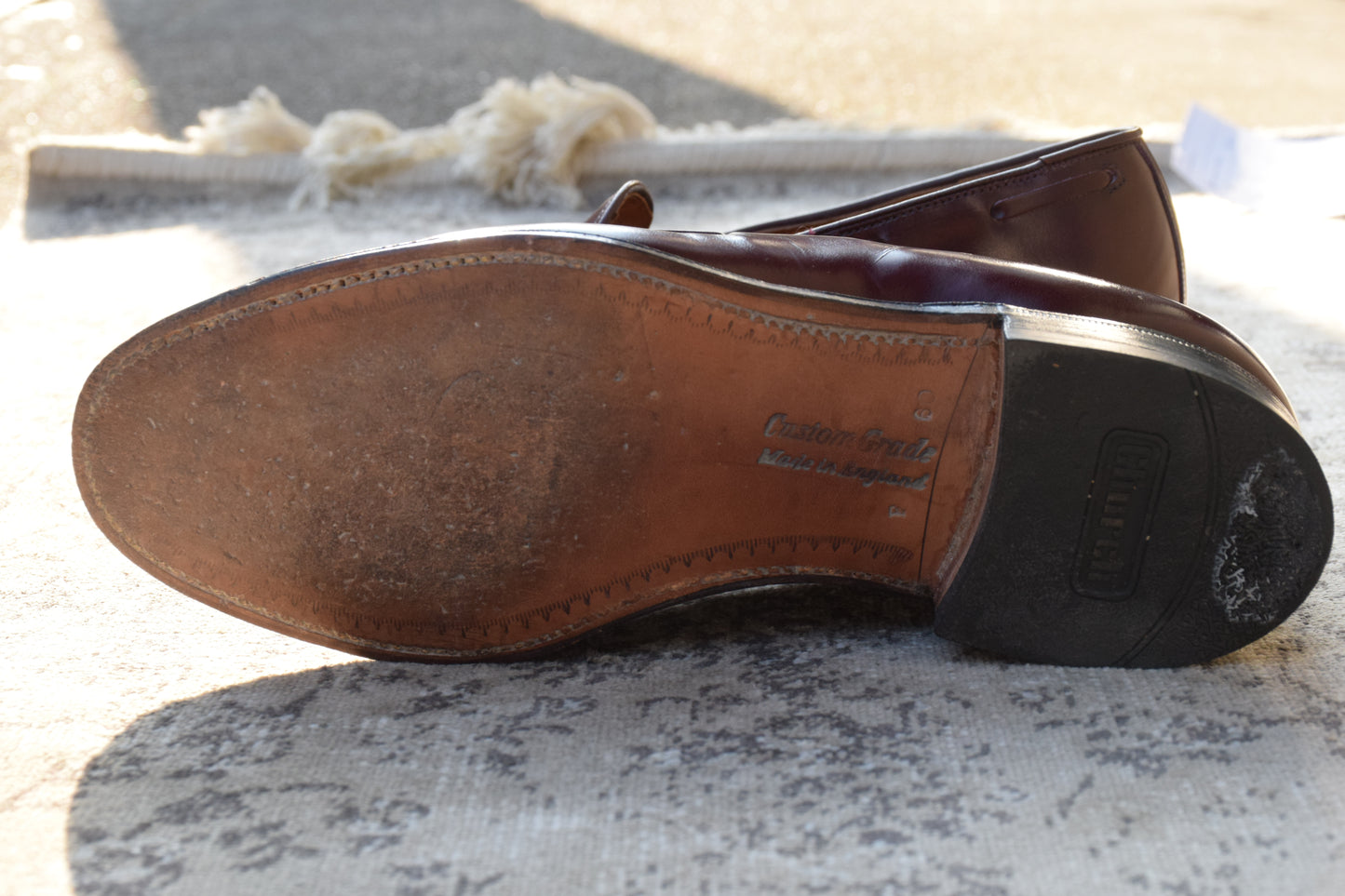 【良品】CHURCH’S チャーチ KEATS キーツ タッセルローファー レザーソール 旧チャーチ 3都市 赤茶 バーガンディ UK6 / 24.5cm【W3404】