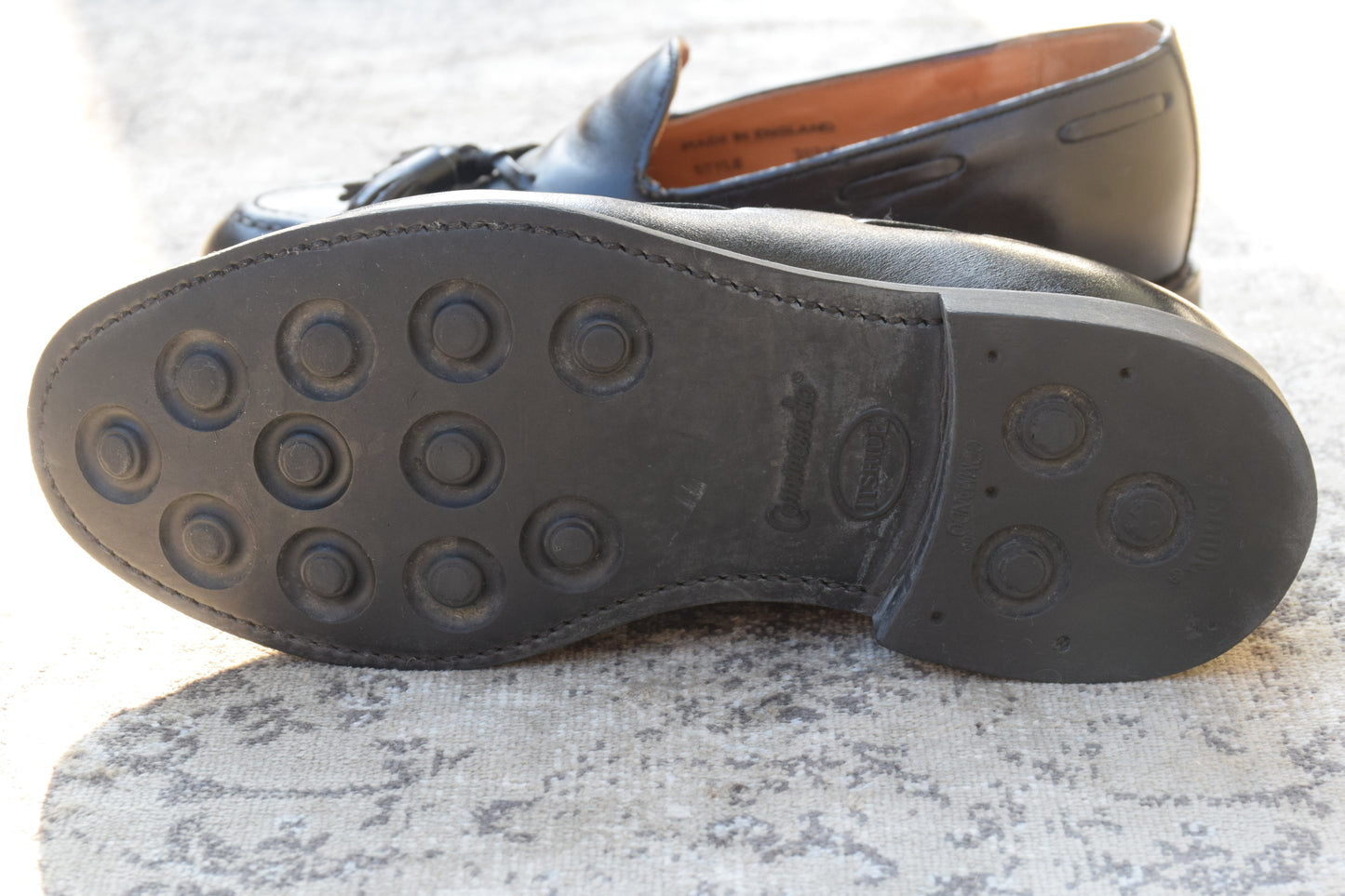 【良品】SANDERS サンダース 2031B TASSEL LOAFER タッセルローファー ダイナイトソール 黒 ブラック UK6.5 / 25.5～26.0 cm【W3405】