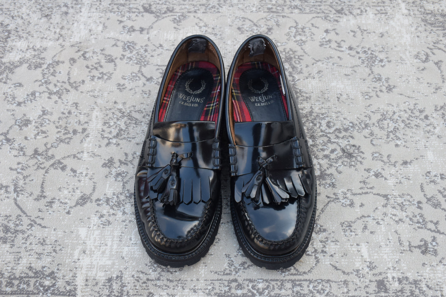 G.H.BASS ジーエイチバス Fred Perry フレッドペリーコラボ タッセルローファー 黒 ブラック UK7 / US8 / EU41 / 25.5～26cm【W3406】