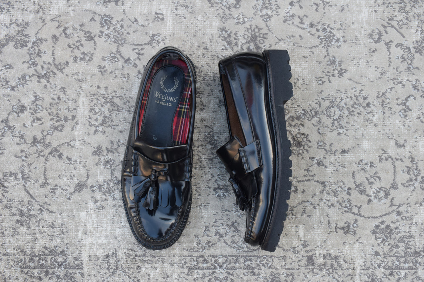 G.H.BASS ジーエイチバス Fred Perry フレッドペリーコラボ タッセルローファー 黒 ブラック UK7 / US8 / EU41 / 25.5～26cm【W3406】