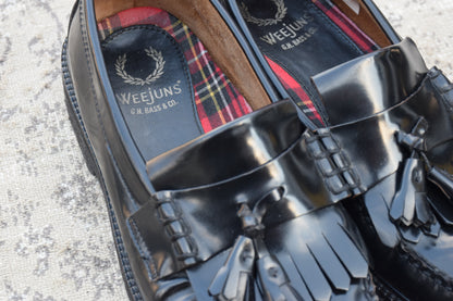 G.H.BASS ジーエイチバス Fred Perry フレッドペリーコラボ タッセルローファー 黒 ブラック UK7 / US8 / EU41 / 25.5～26cm【W3406】