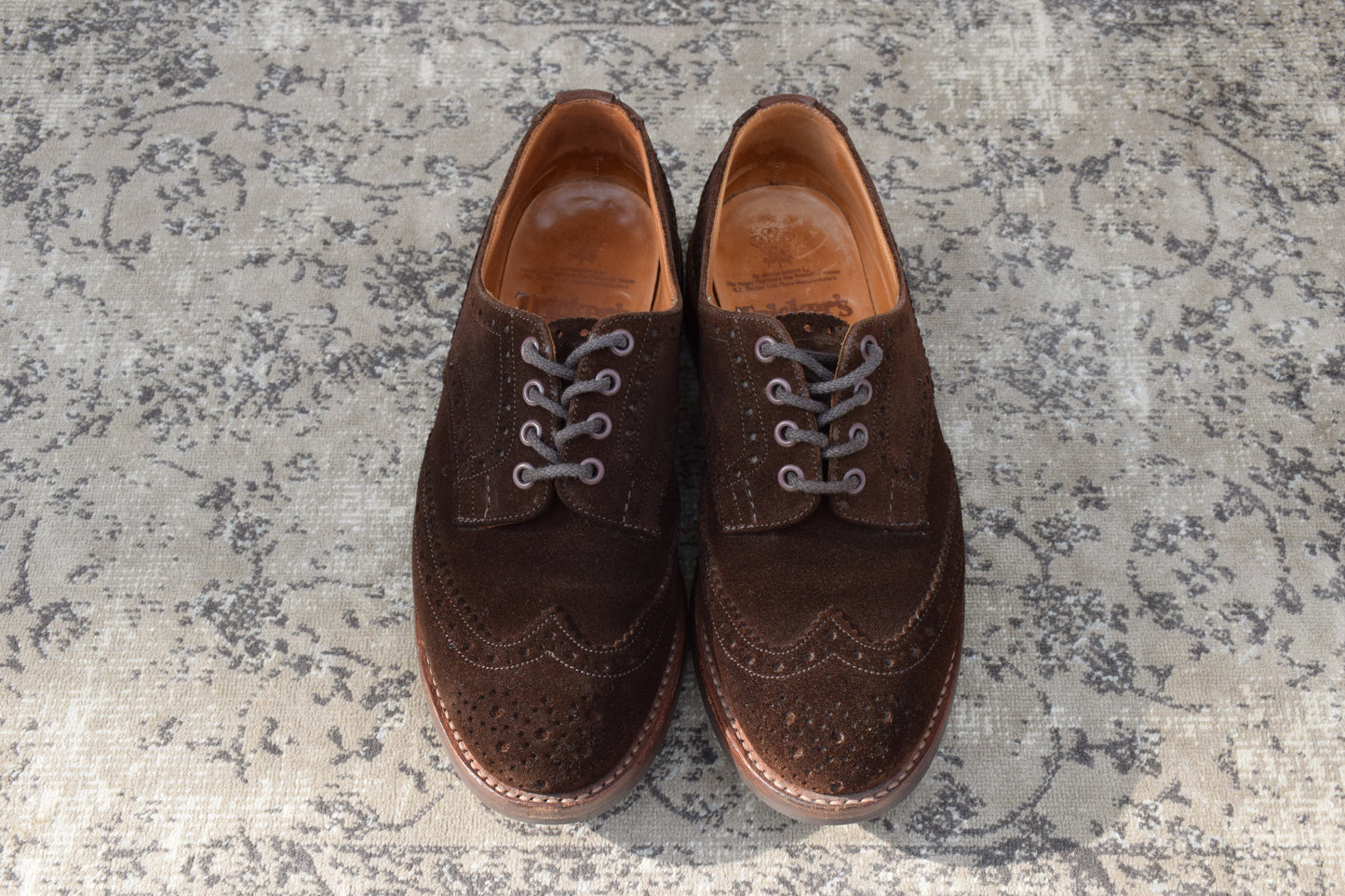 【良品】TRICKER’S トリッカーズ 7252 BOURTON バートン ウィング 外羽根 スエード リッジウェイ 茶 ブラウン UK7.5 / 7h-5 / 26cm【W3407】