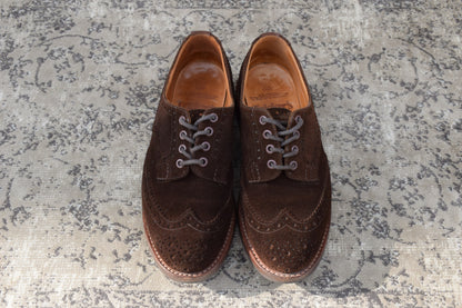 【良品】TRICKER’S トリッカーズ 7252 BOURTON バートン ウィング 外羽根 スエード リッジウェイ 茶 ブラウン UK7.5 / 7h-5 / 26cm【W3407】