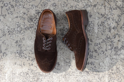 【良品】TRICKER’S トリッカーズ 7252 BOURTON バートン ウィング 外羽根 スエード リッジウェイ 茶 ブラウン UK7.5 / 7h-5 / 26cm【W3407】