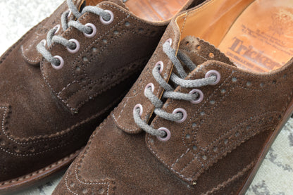 【良品】TRICKER’S トリッカーズ 7252 BOURTON バートン ウィング 外羽根 スエード リッジウェイ 茶 ブラウン UK7.5 / 7h-5 / 26cm【W3407】