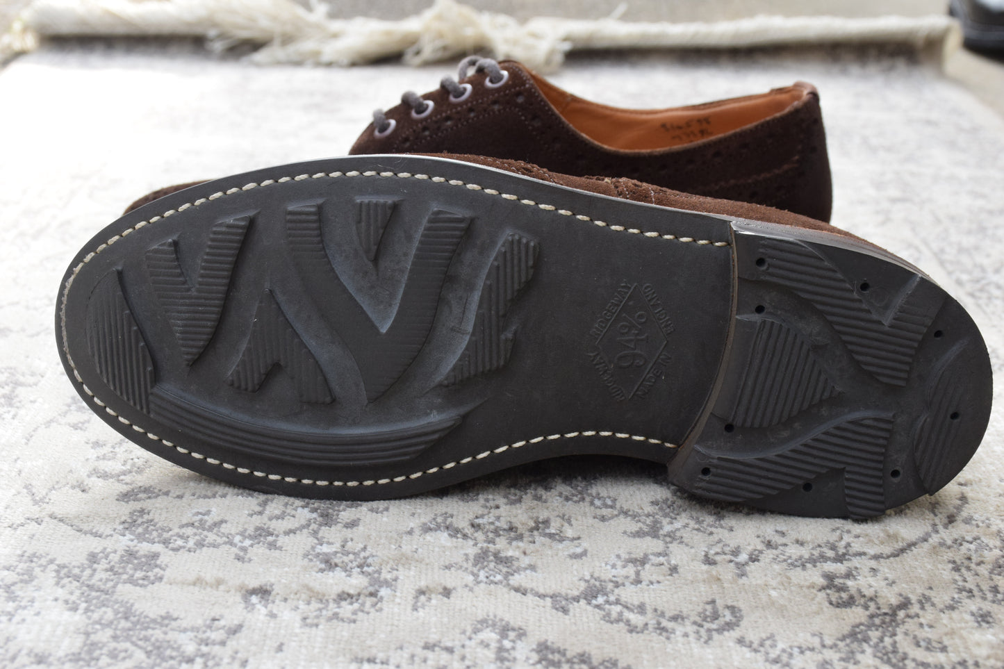 【良品】TRICKER’S トリッカーズ 7252 BOURTON バートン ウィング 外羽根 スエード リッジウェイ 茶 ブラウン UK7.5 / 7h-5 / 26cm【W3407】