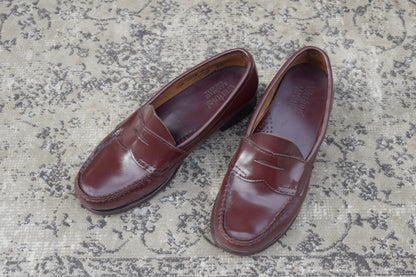 G.H.BASS ジーエイチバス WEEJUNS LOGAN ウィージャンズ ローガン コインローファー ハーフサドル 赤茶 バーガンディ US5.5 / 23.5cm相当【W3409】