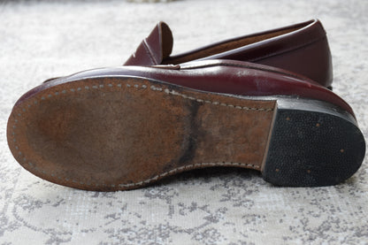 G.H.BASS ジーエイチバス WEEJUNS LOGAN ウィージャンズ ローガン コインローファー ハーフサドル 赤茶 バーガンディ US5.5 / 23.5cm相当【W3409】