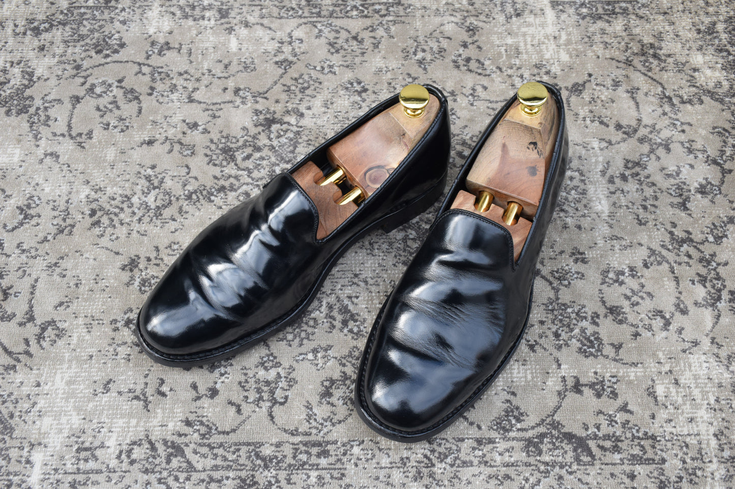 SANDERS サンダース スリッポン ローファー 黒 ブラック BLACK UK8相当 / 約27cm 【W3410】