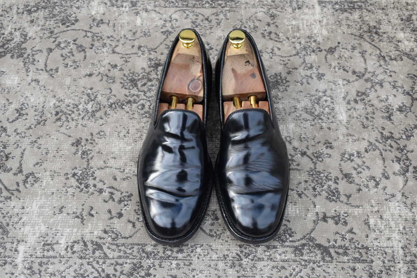 SANDERS サンダース スリッポン ローファー 黒 ブラック BLACK UK8相当 / 約27cm 【W3410】