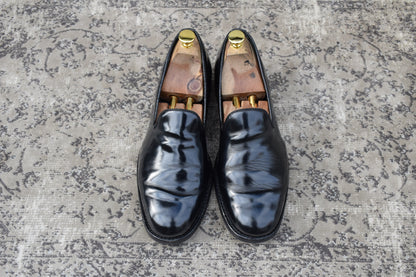 SANDERS サンダース スリッポン ローファー 黒 ブラック BLACK UK8相当 / 約27cm 【W3410】