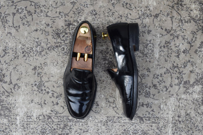 SANDERS サンダース スリッポン ローファー 黒 ブラック BLACK UK8相当 / 約27cm 【W3410】