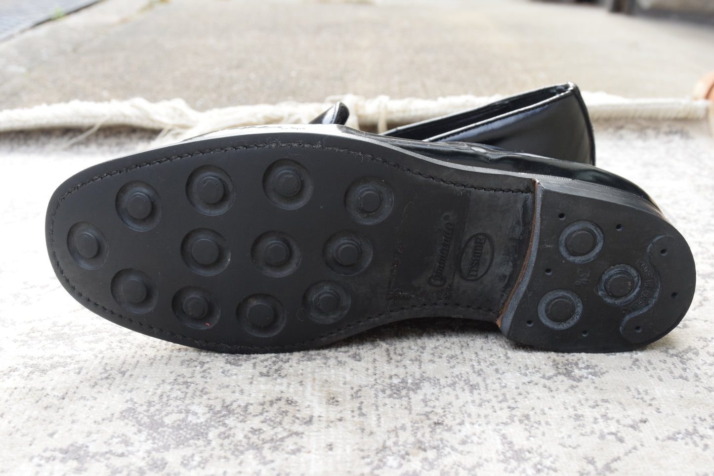 SANDERS サンダース スリッポン ローファー 黒 ブラック BLACK UK8相当 / 約27cm 【W3410】