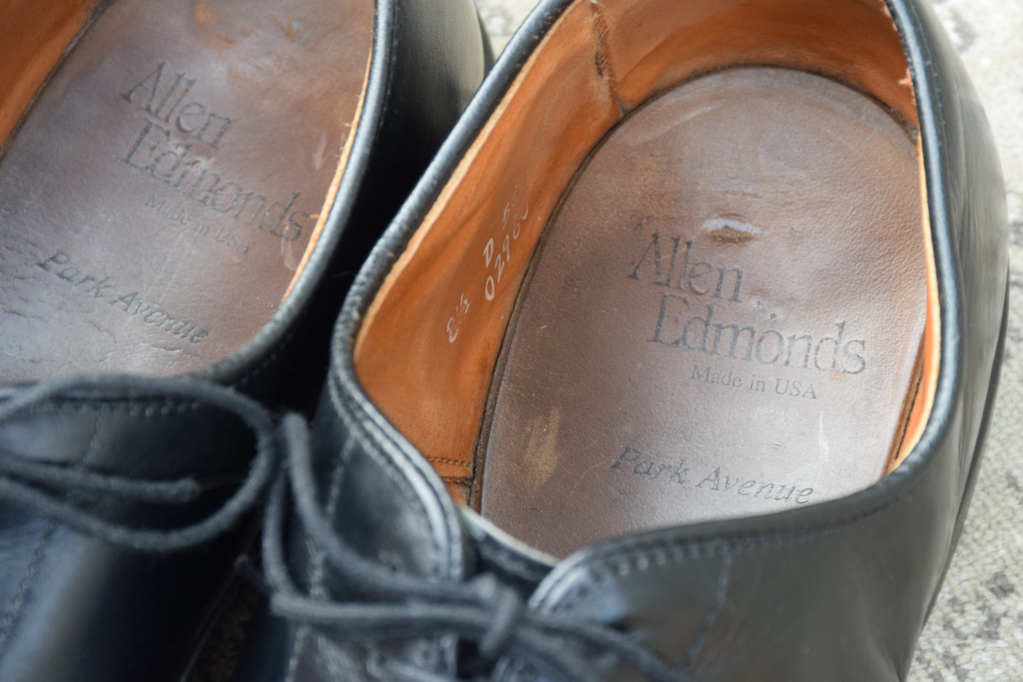 【ハーフラバー装着済み】Allen Edmonds アレンエドモンズ Park Avenue パークアベニュー ストレート 内羽根 6アイレット 黒 ブラック US8.5 / 26.5cm【W3411】