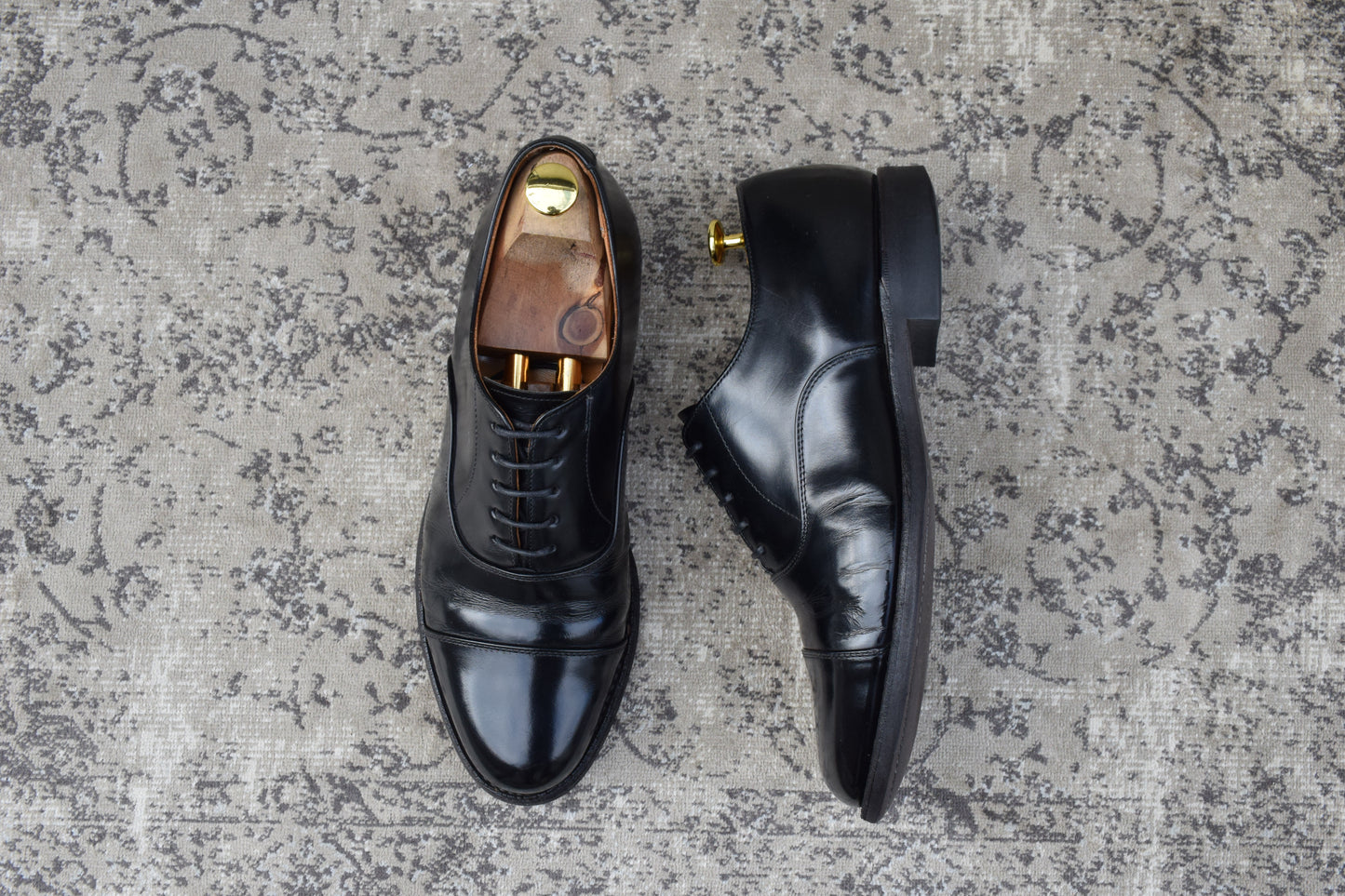 REGAL リーガル ストレートチップ 内羽根 ガラスレザー 黒 ブラック BLACK 26cm【W3412】