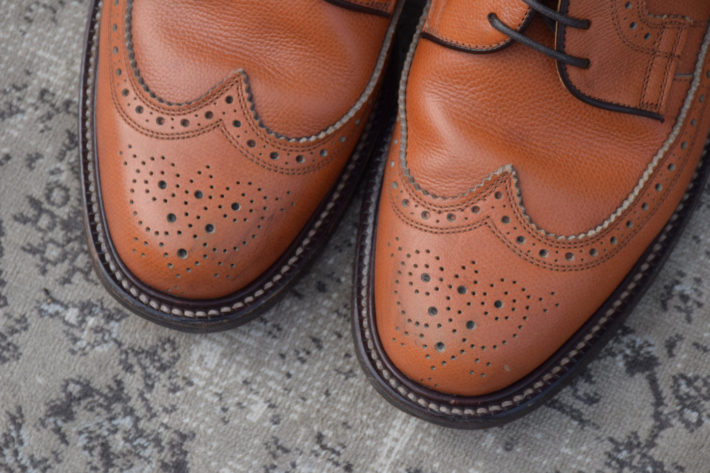 【良品】REGAL リーガル INPERIAL GRADE インペリアルグレード 2235 ロングウイング 外羽根 メダリオン フルブローグ 茶 ライトブラウン 25cm【W3413】