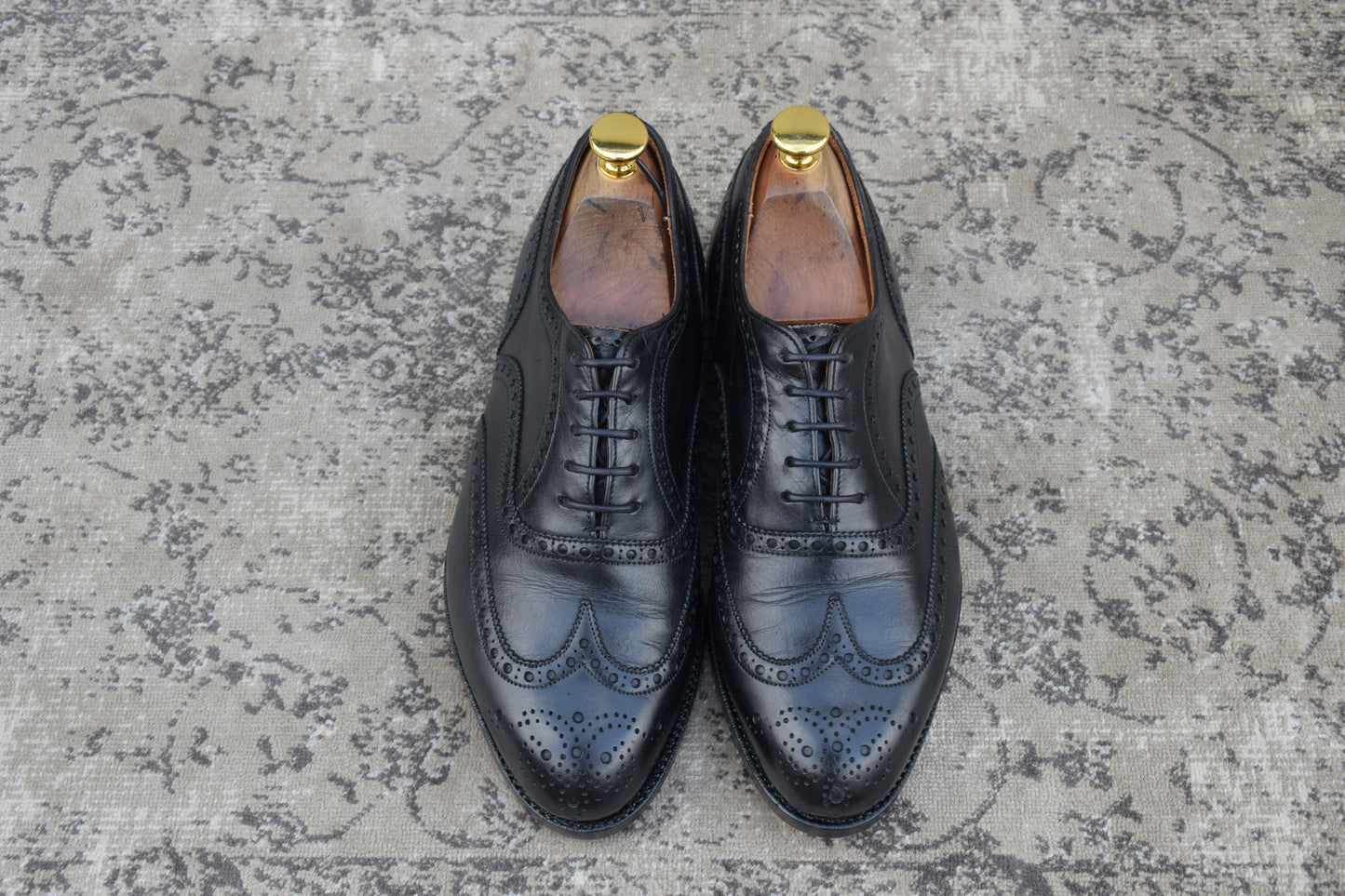 [Small Size] Church's Burwood Wing Full Brogue Boots with Inner Wings, Black, UK5 / 23.5-24cm [W3449]